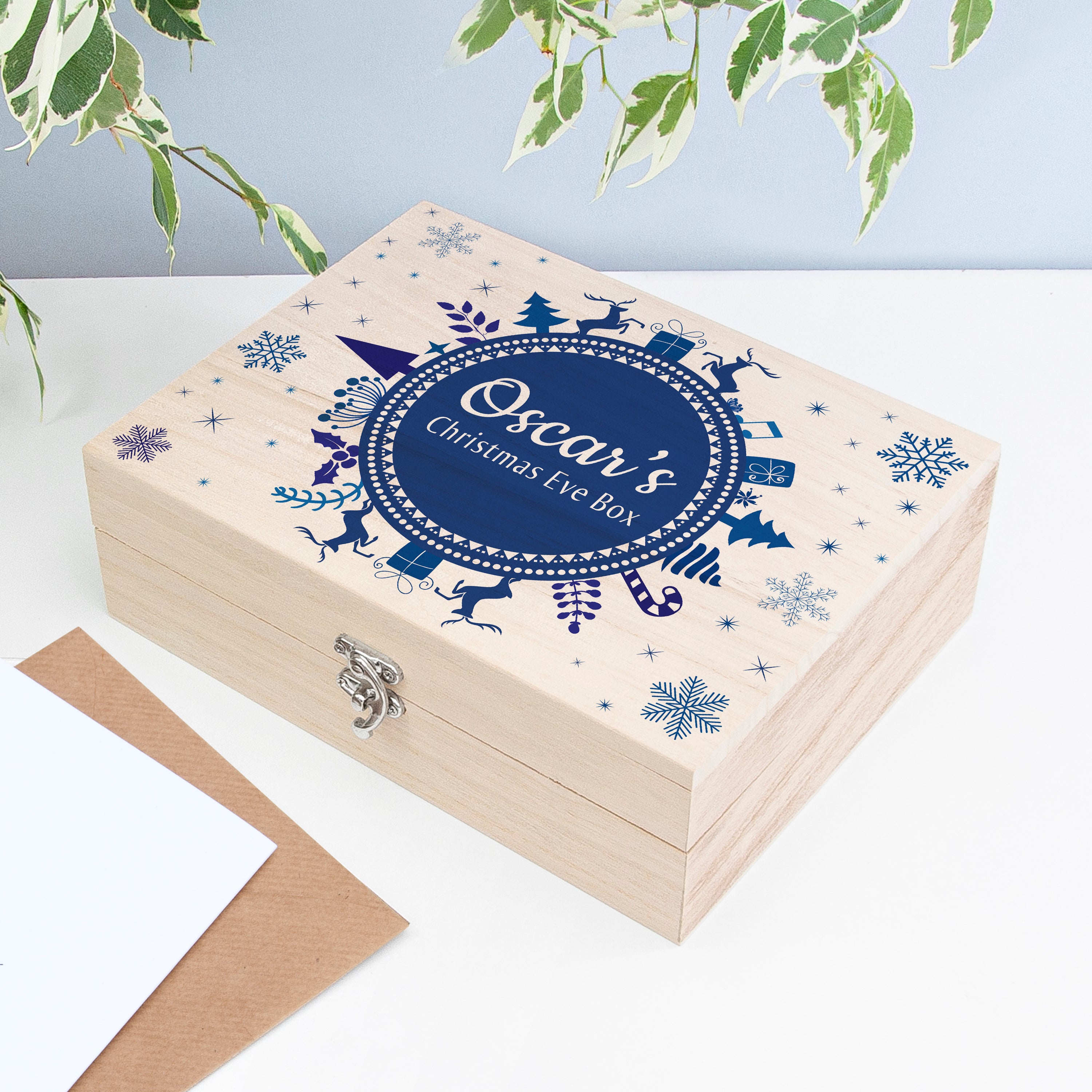 Personalised Christmas Eve Box With Snowflake Wreath