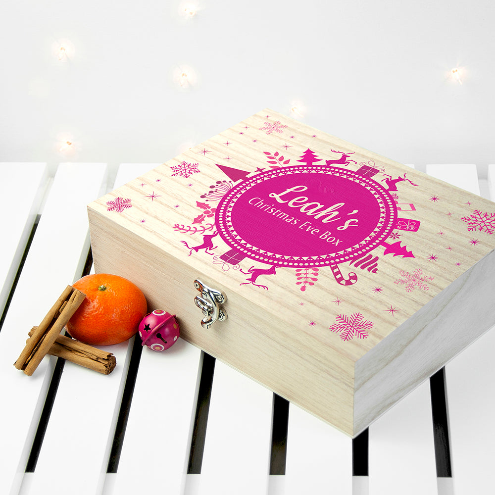Personalised Christmas Eve Box With Snowflake Wreath