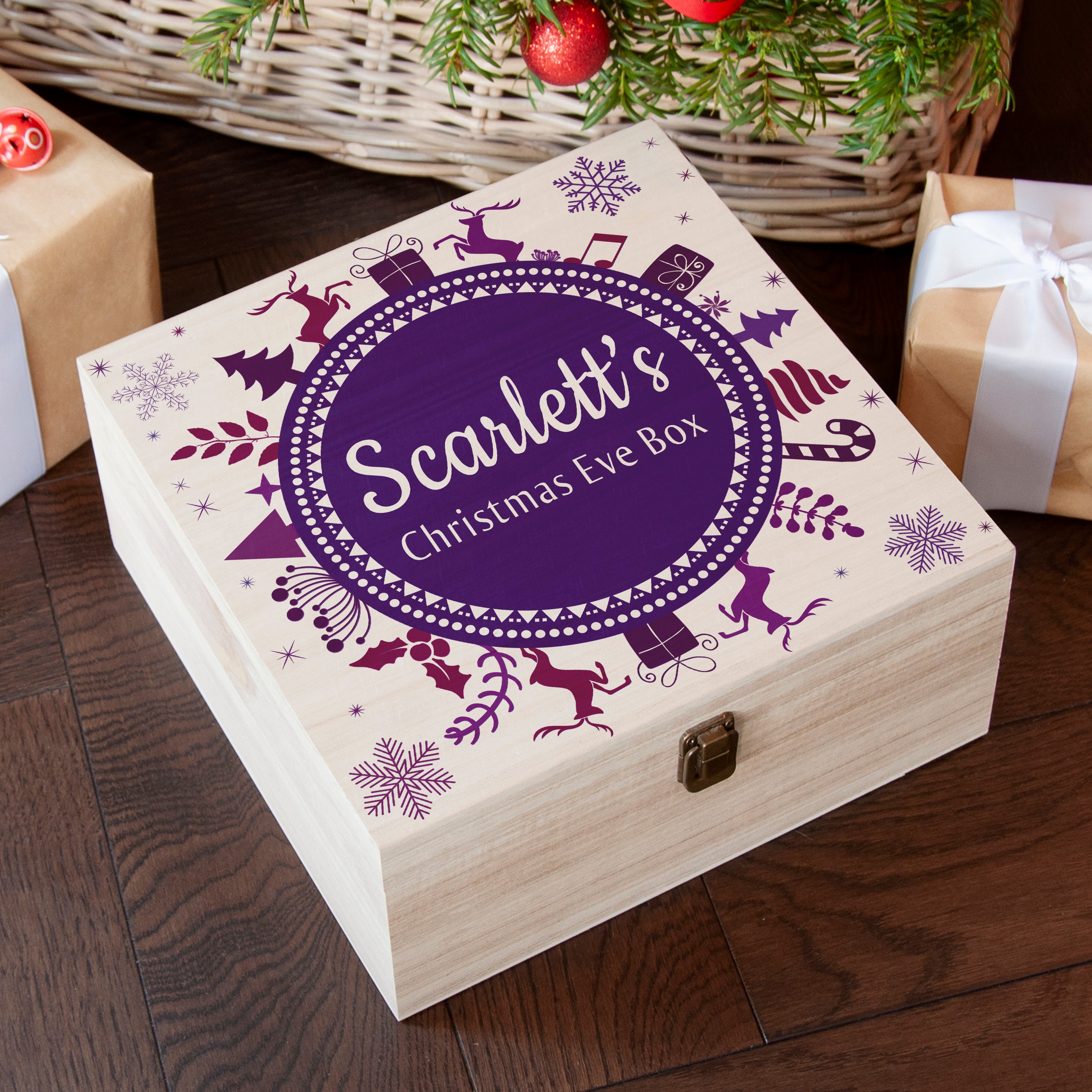 Personalised Christmas Eve Box With Snowflake Wreath