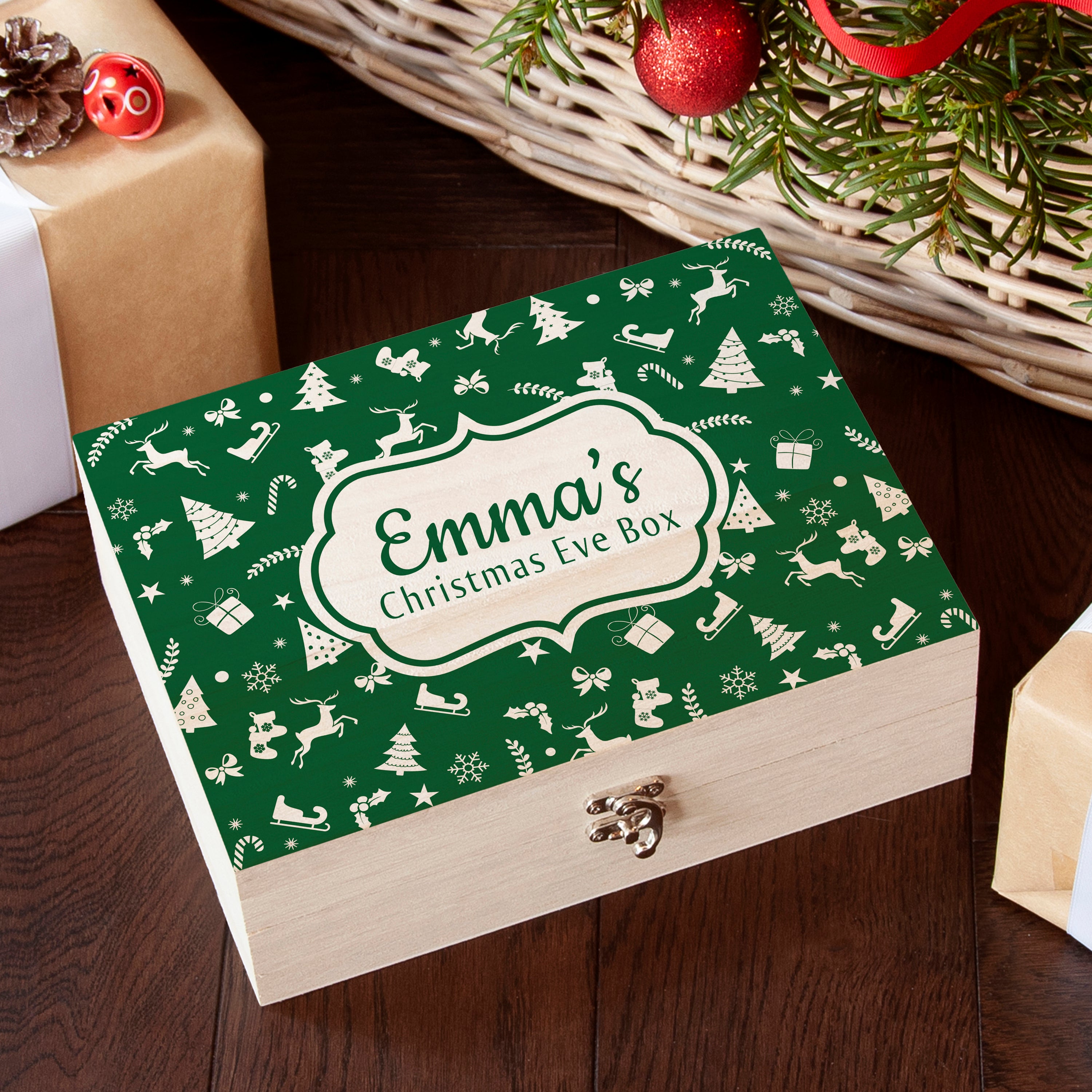 Personalised Christmas Eve Box With Festive Pattern