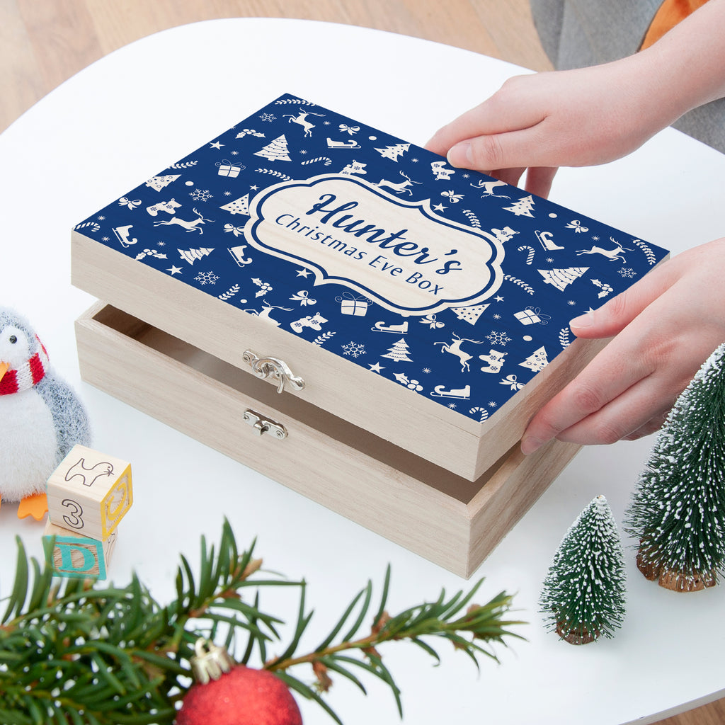 Personalised Christmas Eve Box With Festive Pattern