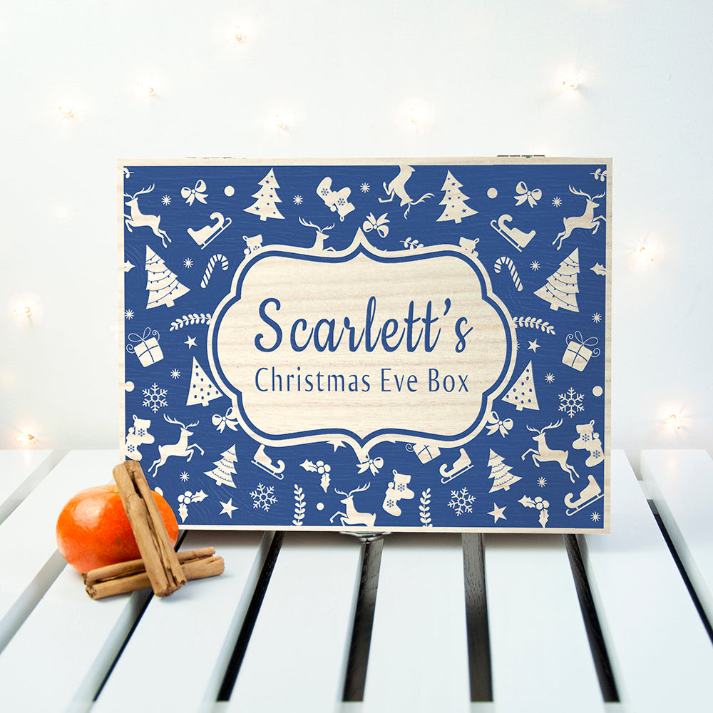 Personalised Christmas Eve Box With Festive Pattern