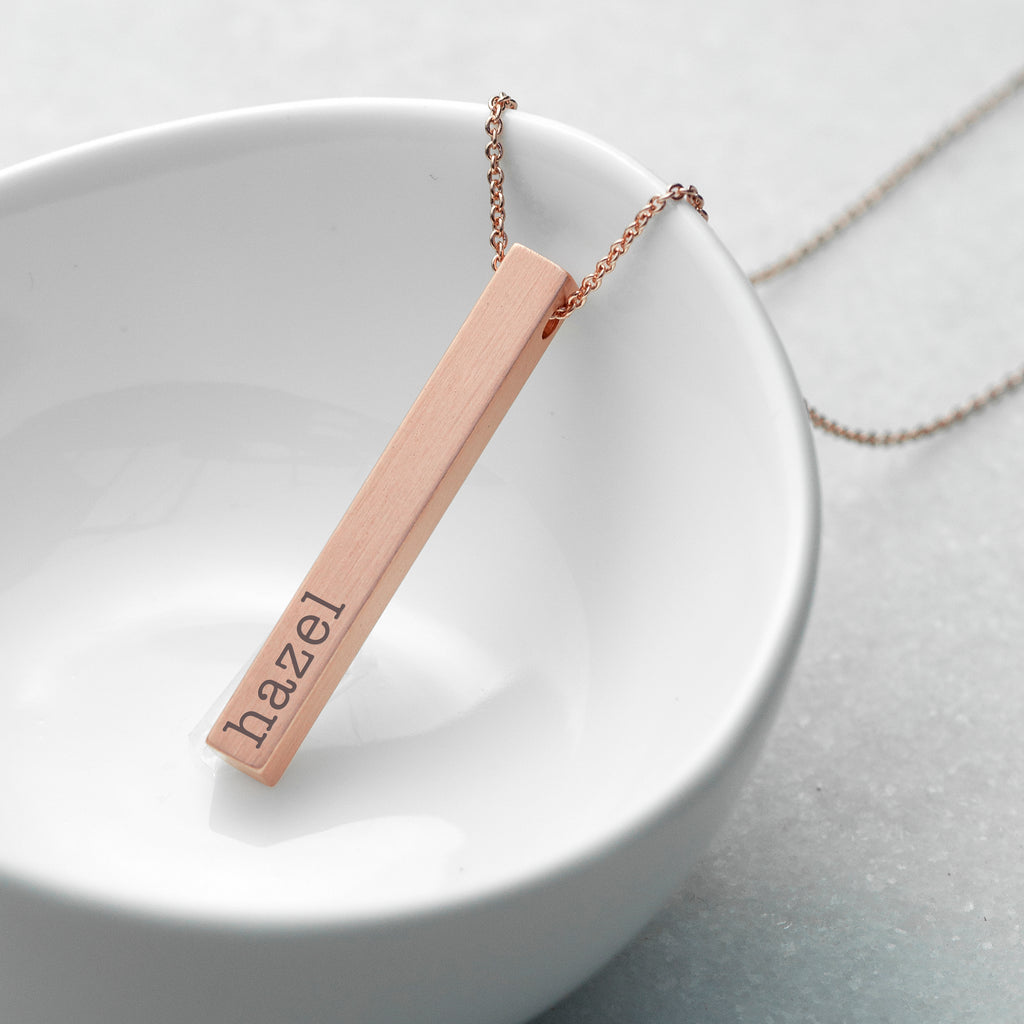 Personalised Matte Vertical Bar Necklace