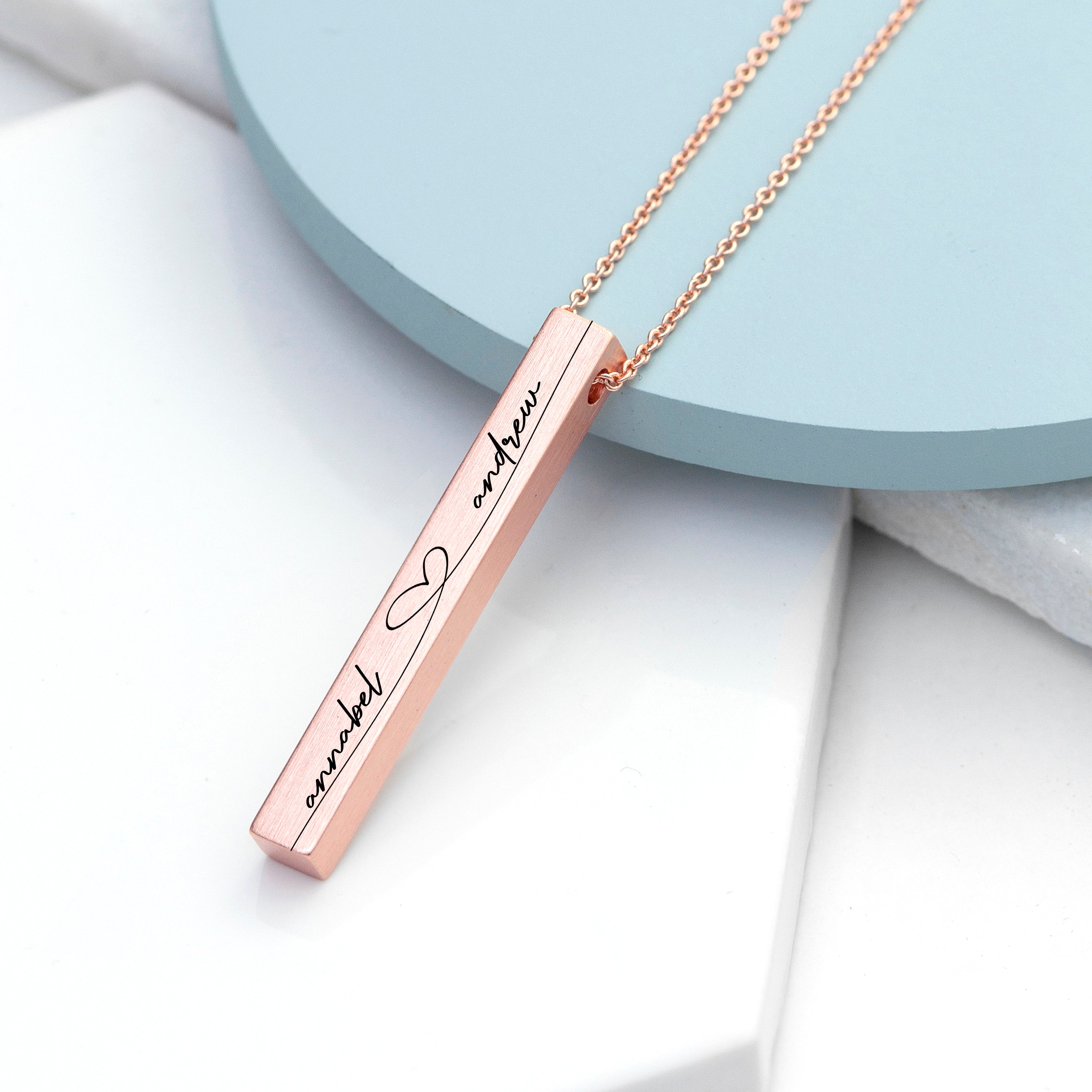 Personalised Forever and Always Vertical Bar Necklace