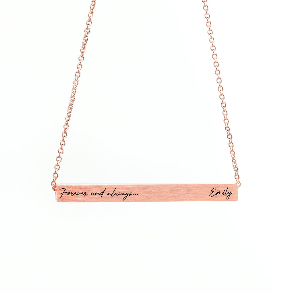 Personalised Forever and Always Horizontal Bar Necklace