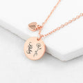 Personalised Birth Flower Heart and Disc Necklace