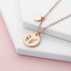 Personalised Birth Flower Heart and Disc Necklace