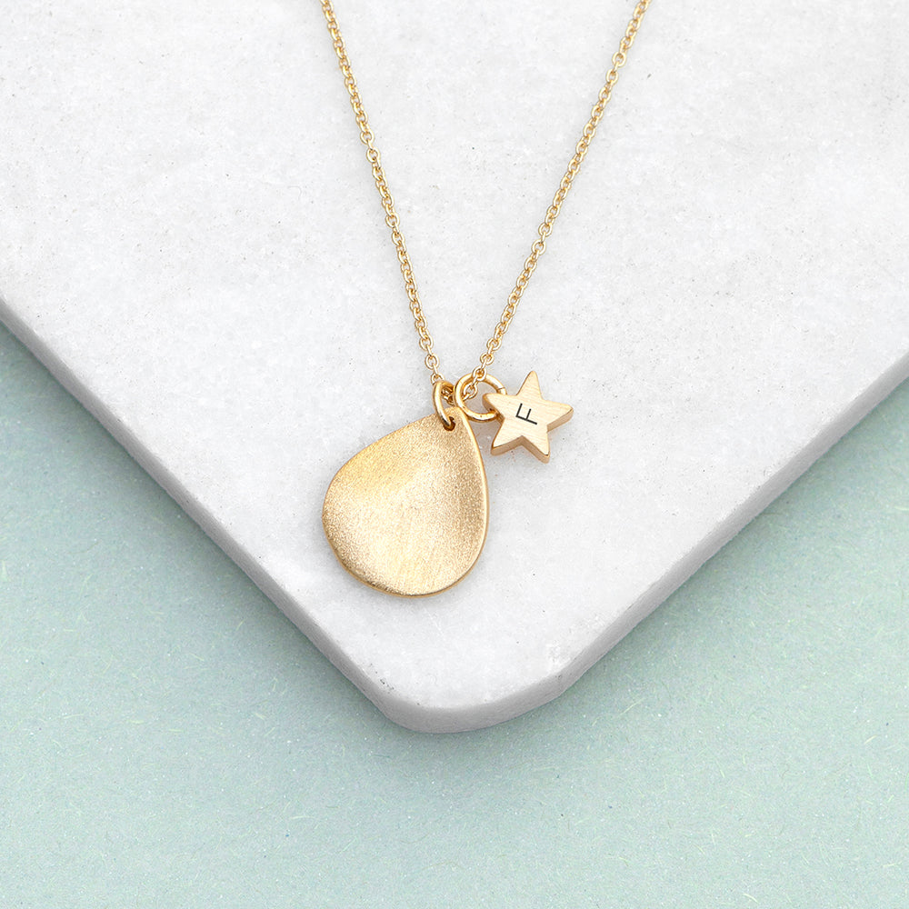 Personalised Matte Star and Drop Necklace
