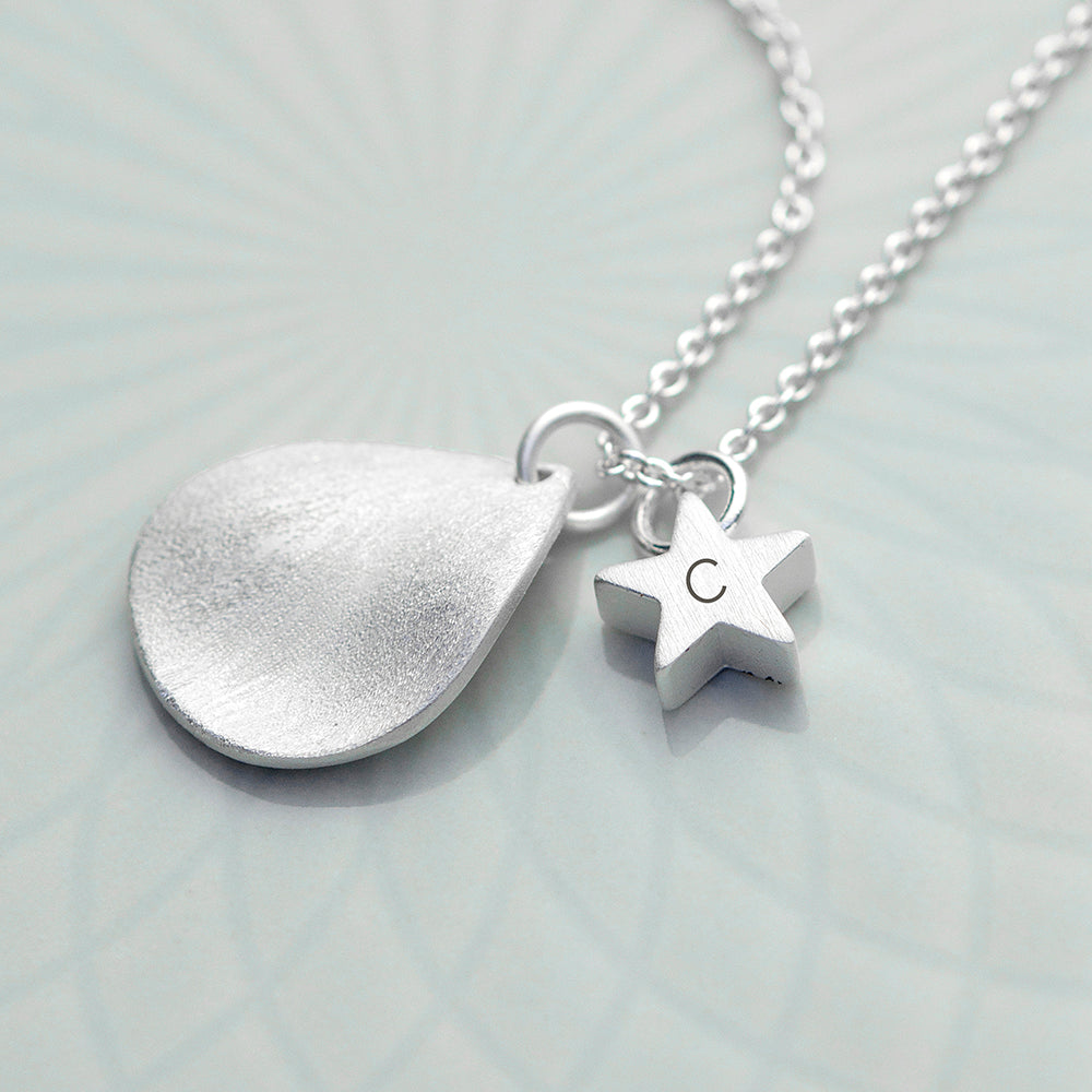 Personalised Matte Star and Drop Necklace