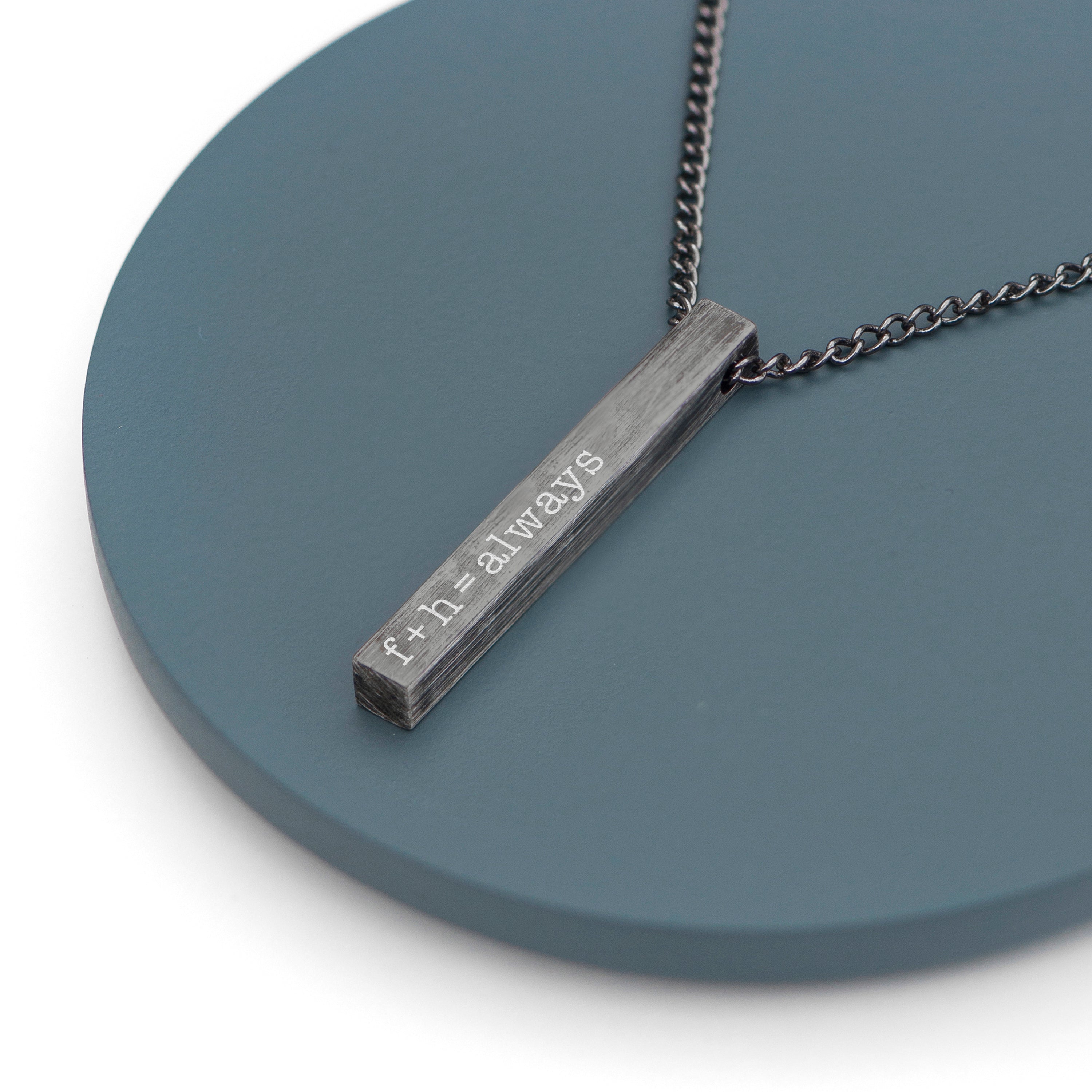 Personalised Men's Solid Bar Necklace - Brushed Gunmetal