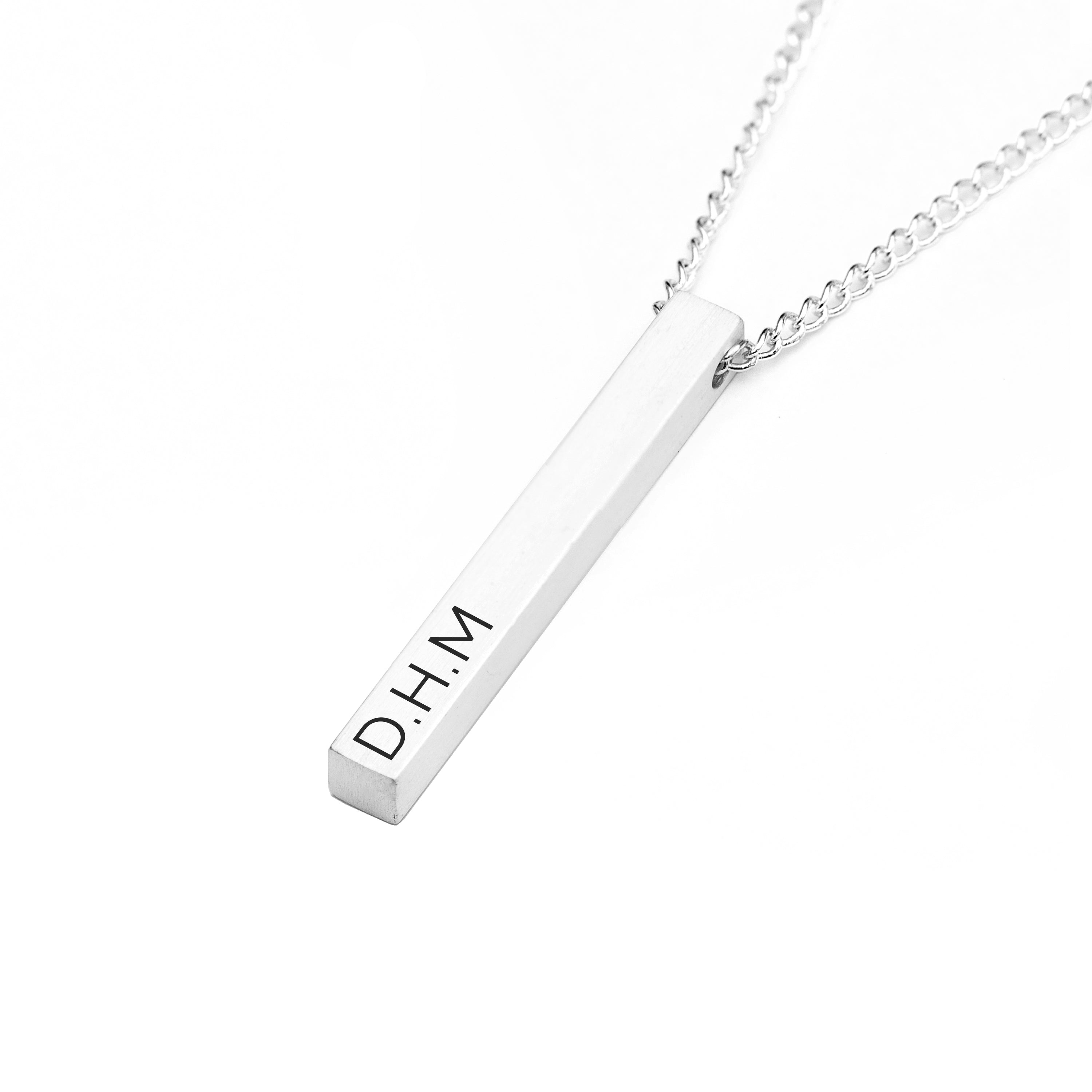 Personalised Men's Solid Bar Necklace - Silver