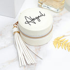 Personalised Treat Republic White Jewellery Case with Tassel