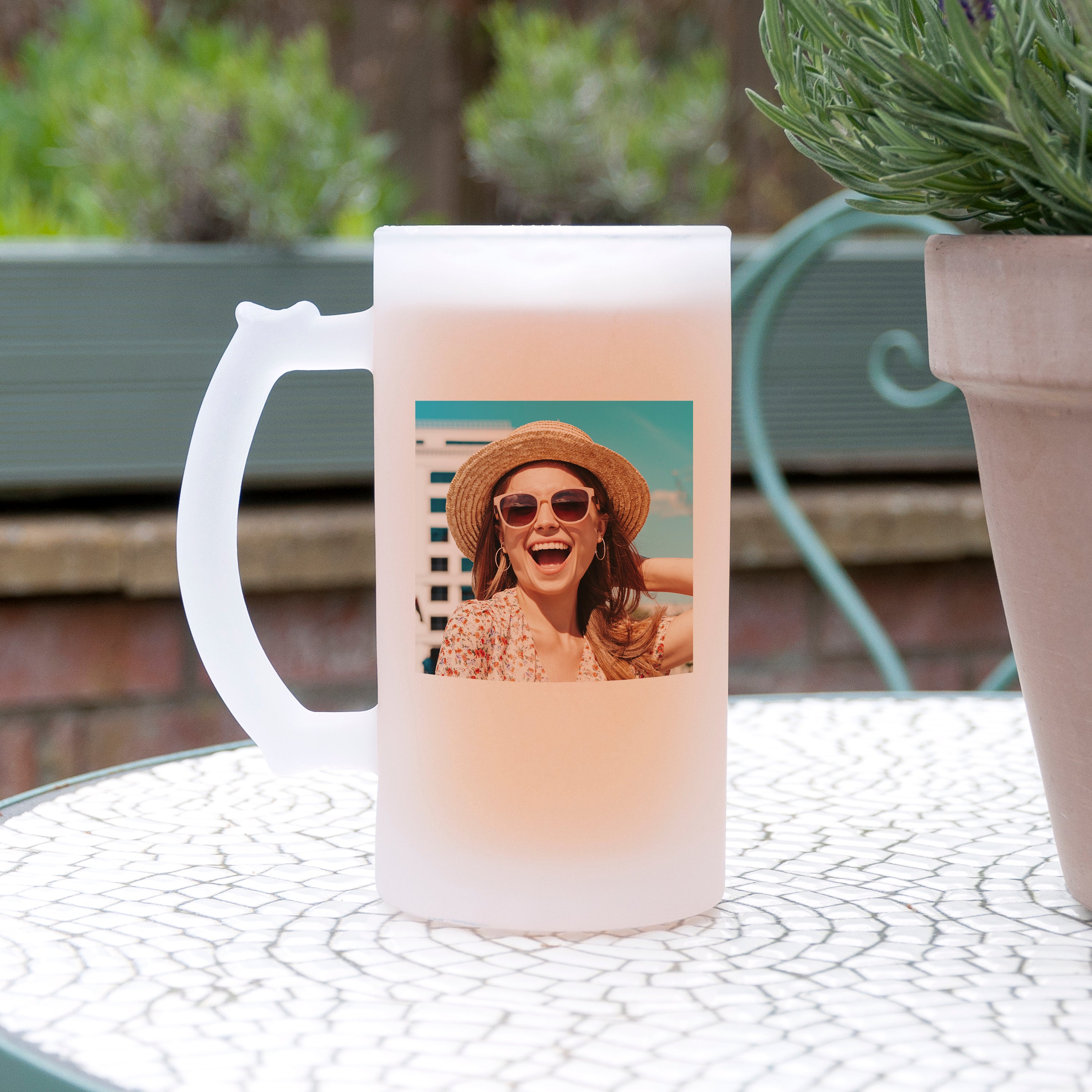 Personalised Photo and Message Frosted Beer Stein