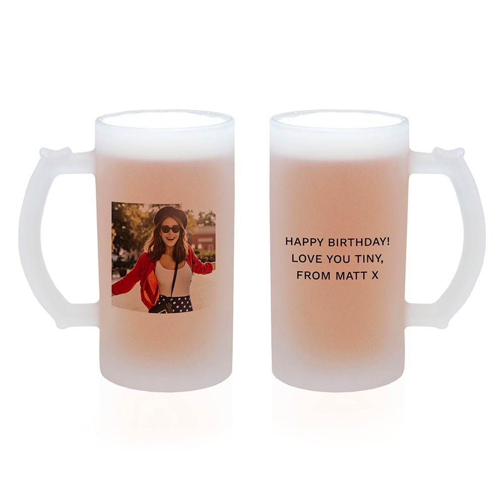 Personalised Photo and Message Frosted Beer Stein