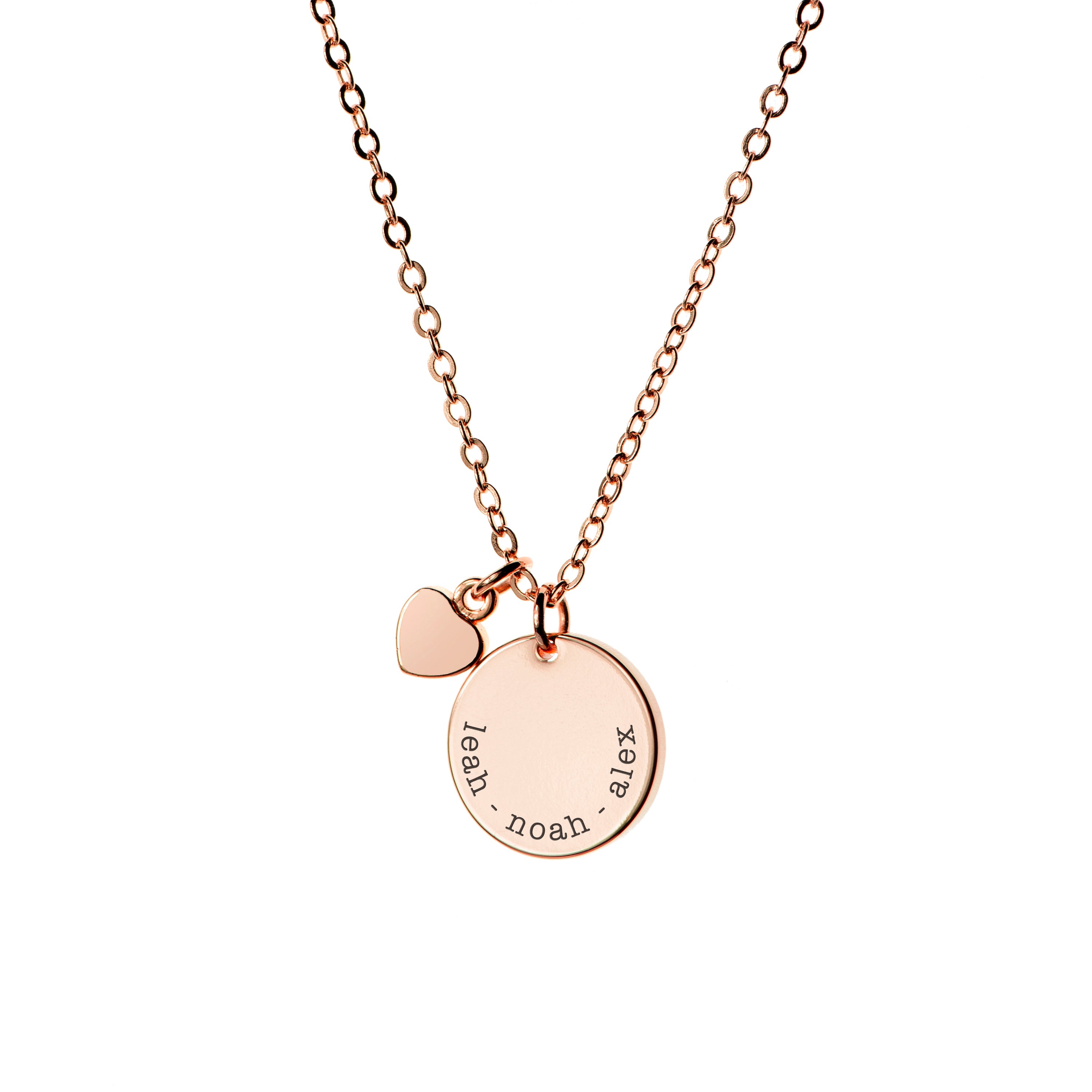 Personalised Polished Heart and Disc Necklace