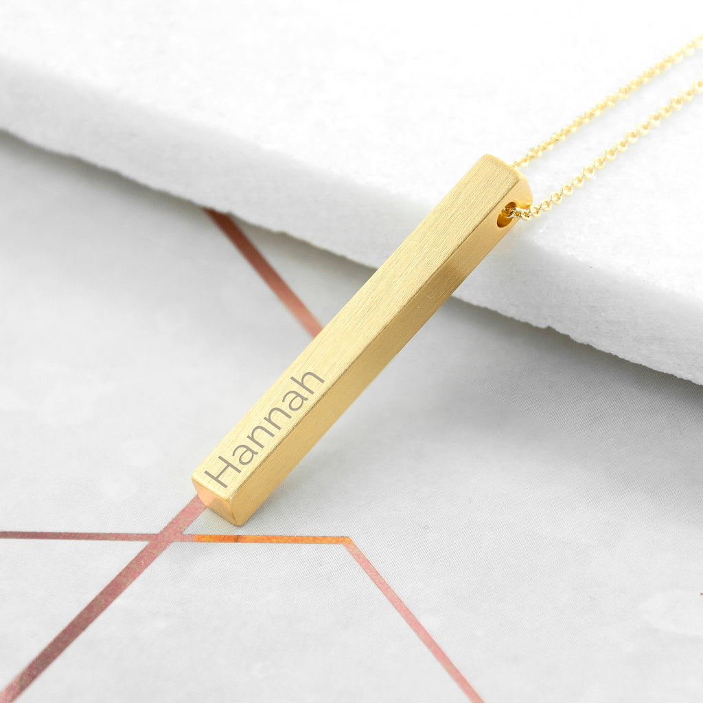 Personalised Matte Vertical Bar Necklace