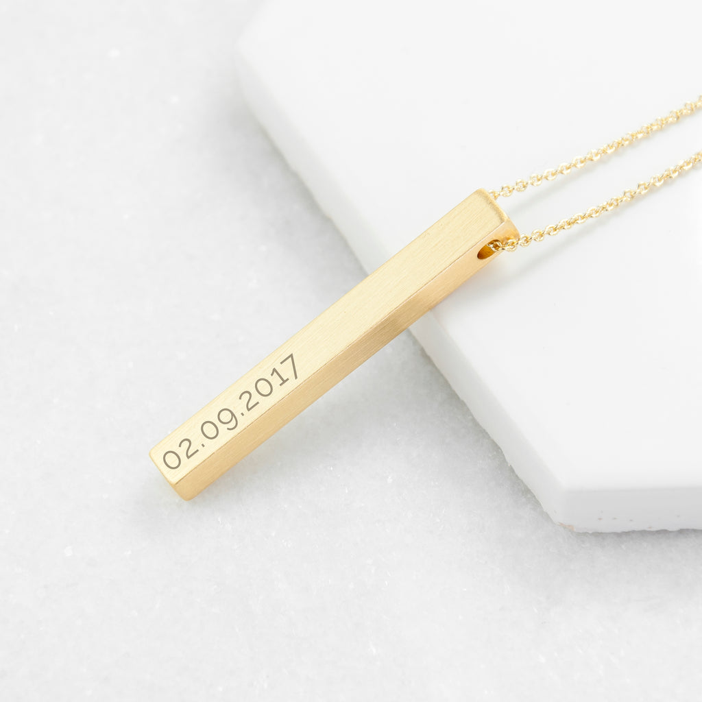 Personalised Matte Vertical Bar Necklace