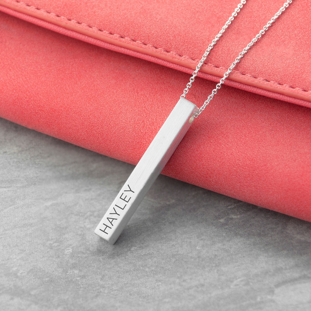 Personalised Matte Vertical Bar Necklace