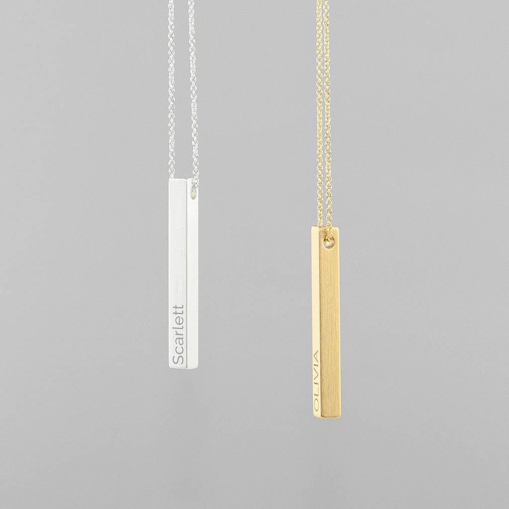 Personalised Matte Vertical Bar Necklace
