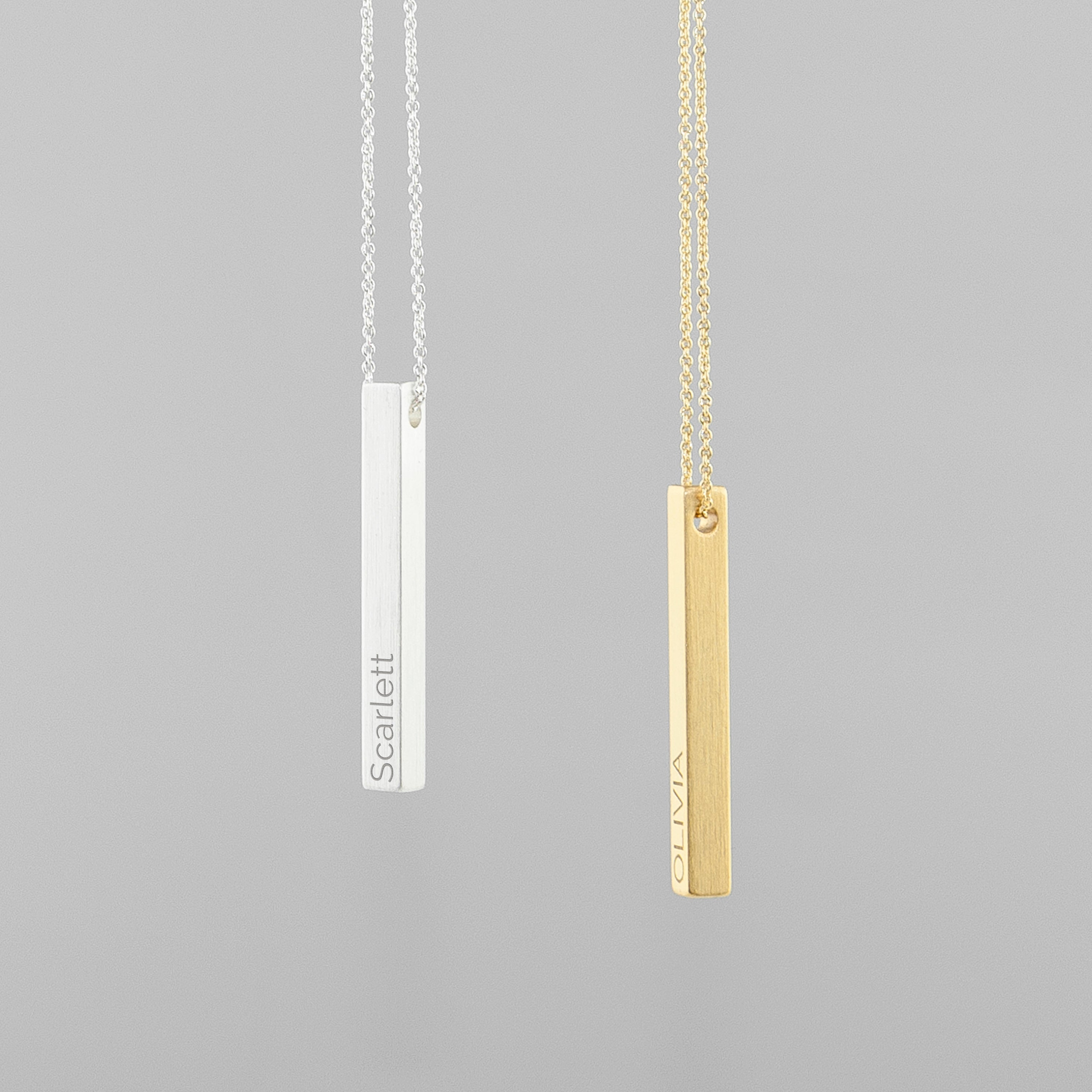 Personalised Matte Vertical Bar Necklace