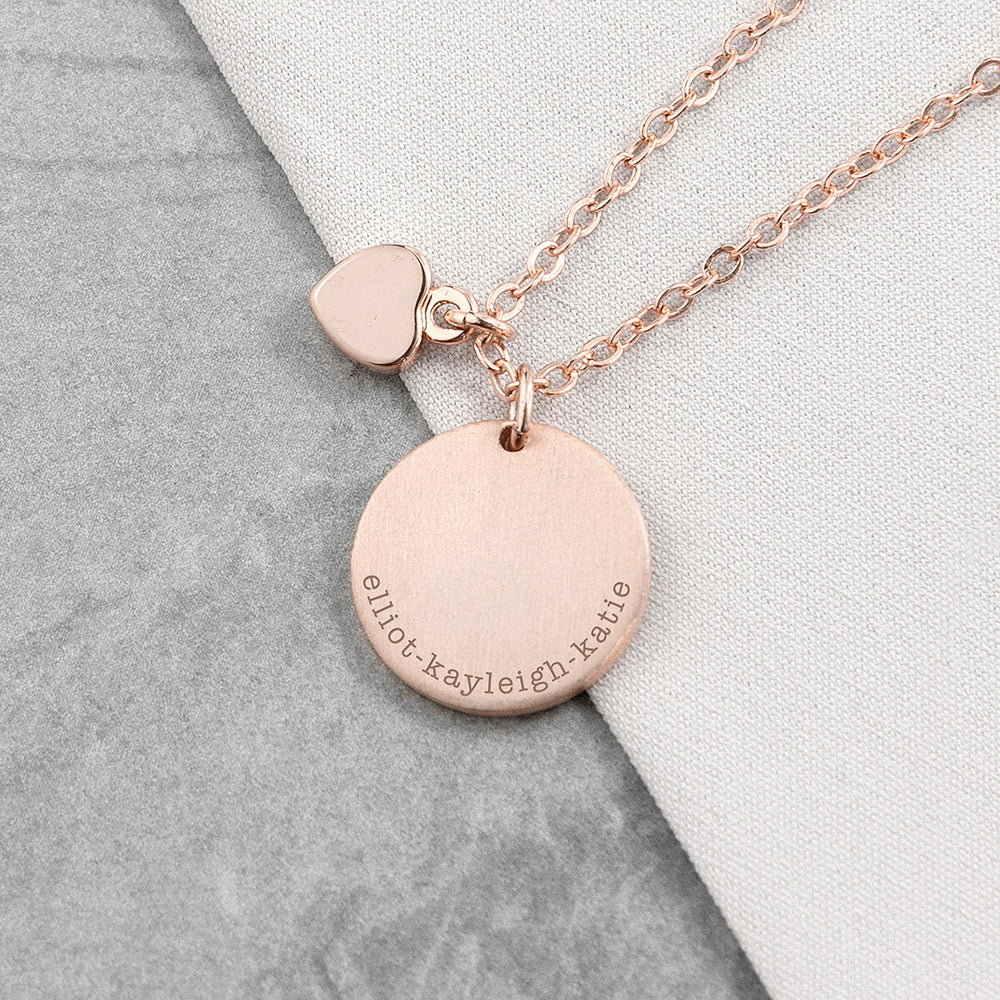 Personalised Heart and Disc Family Necklace