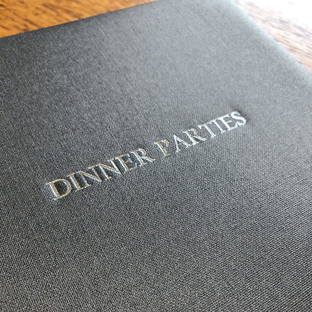 Personalised Hand Bound Buckram Dinner Party Book