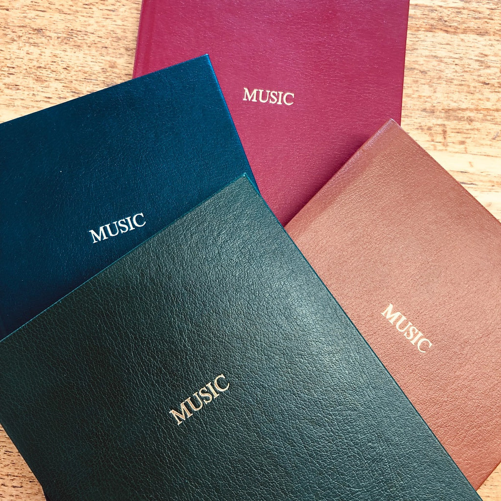 Personalised A5 Recycled Leather Music Manuscript Notebook