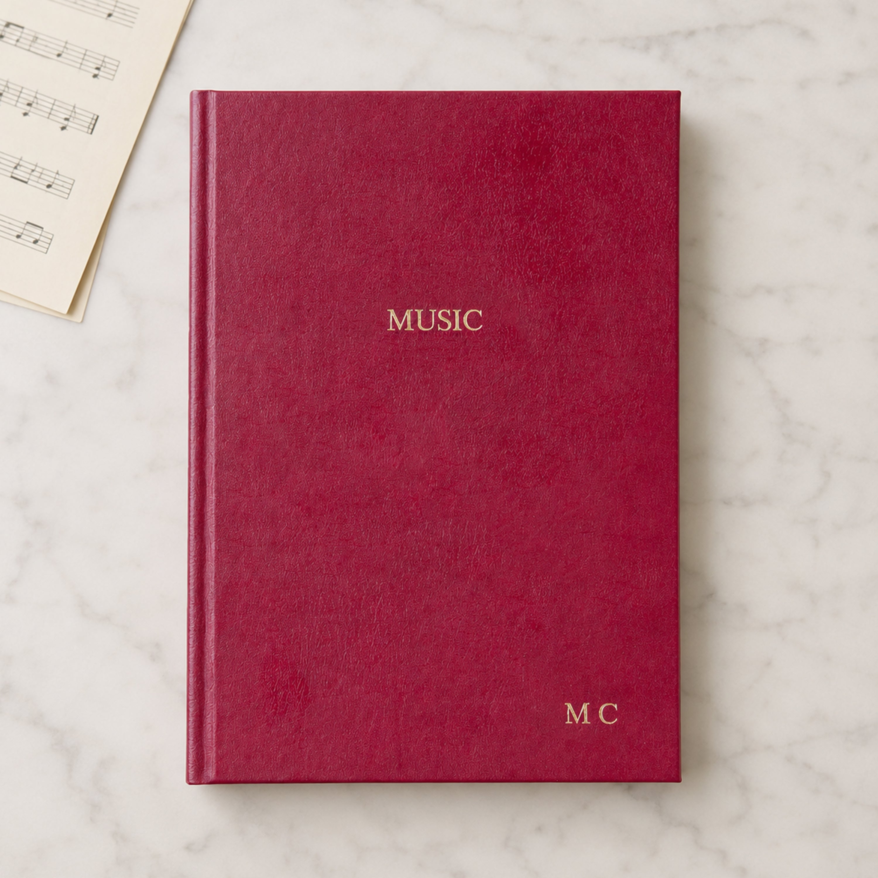 Personalised A5 Recycled Leather Music Manuscript Notebook