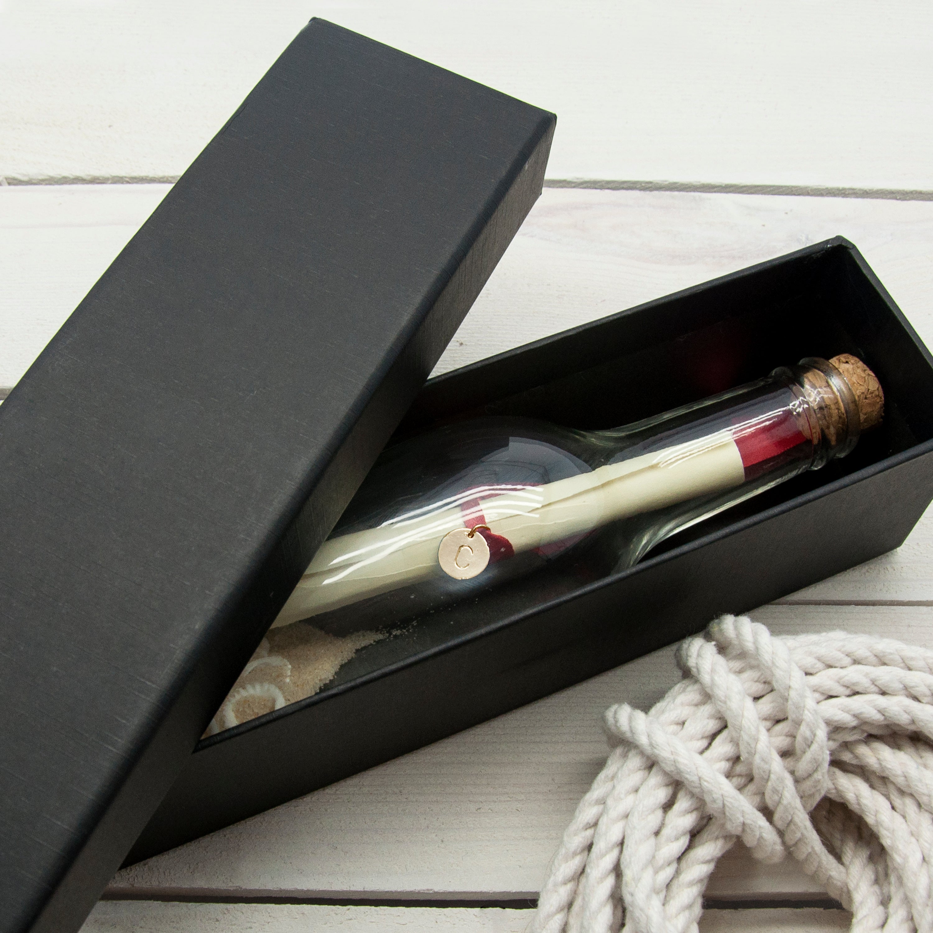Decorative Message In A Bottle with Monogrammed Tag