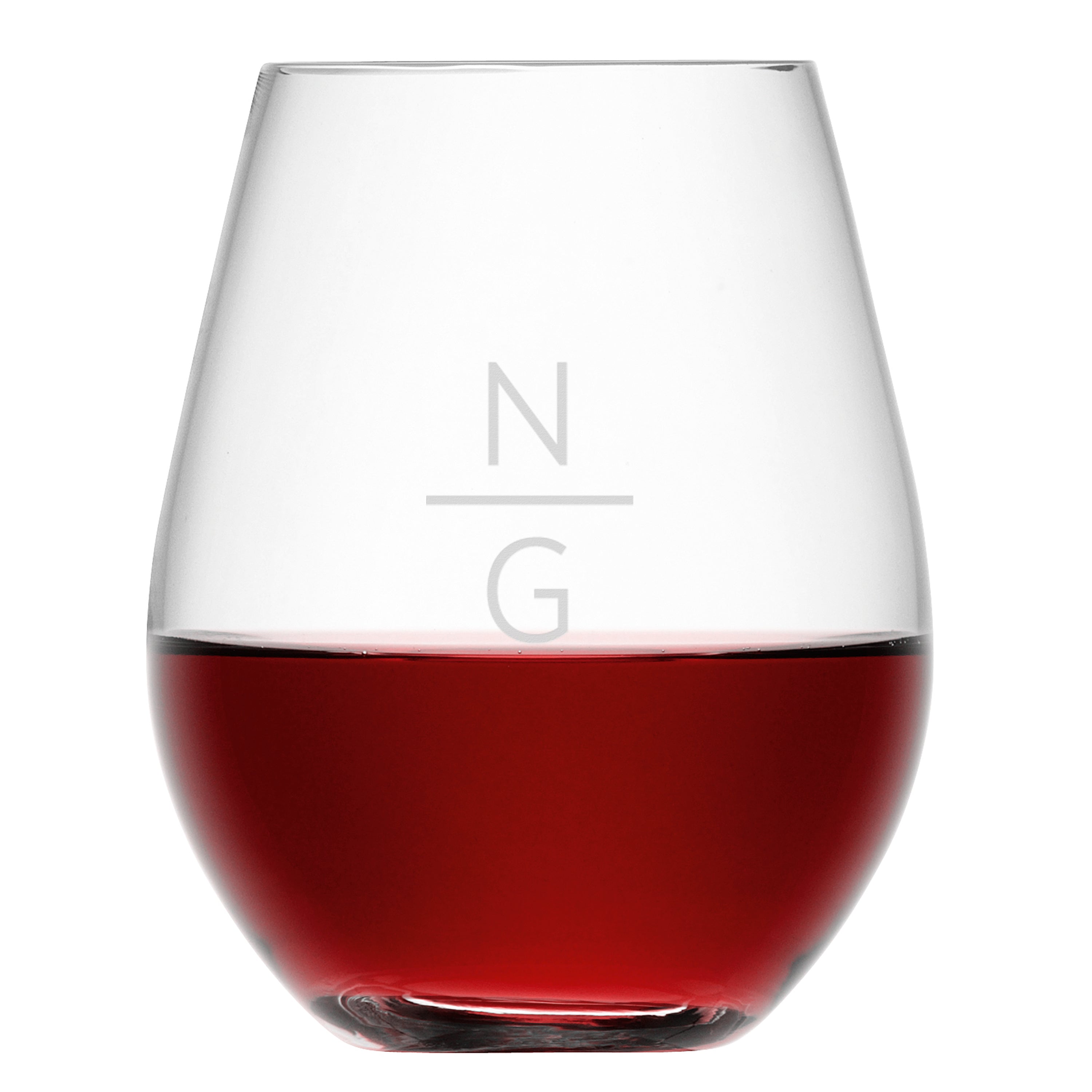 Monogrammed Stemless Red Wine Glass