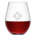 Monogrammed Stemless Red Wine Glass