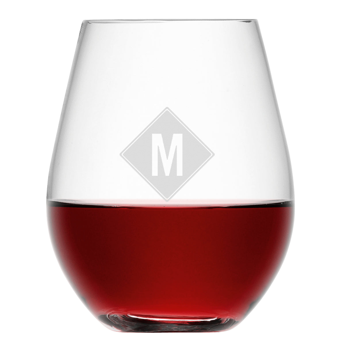Monogrammed Stemless Red Wine Glass