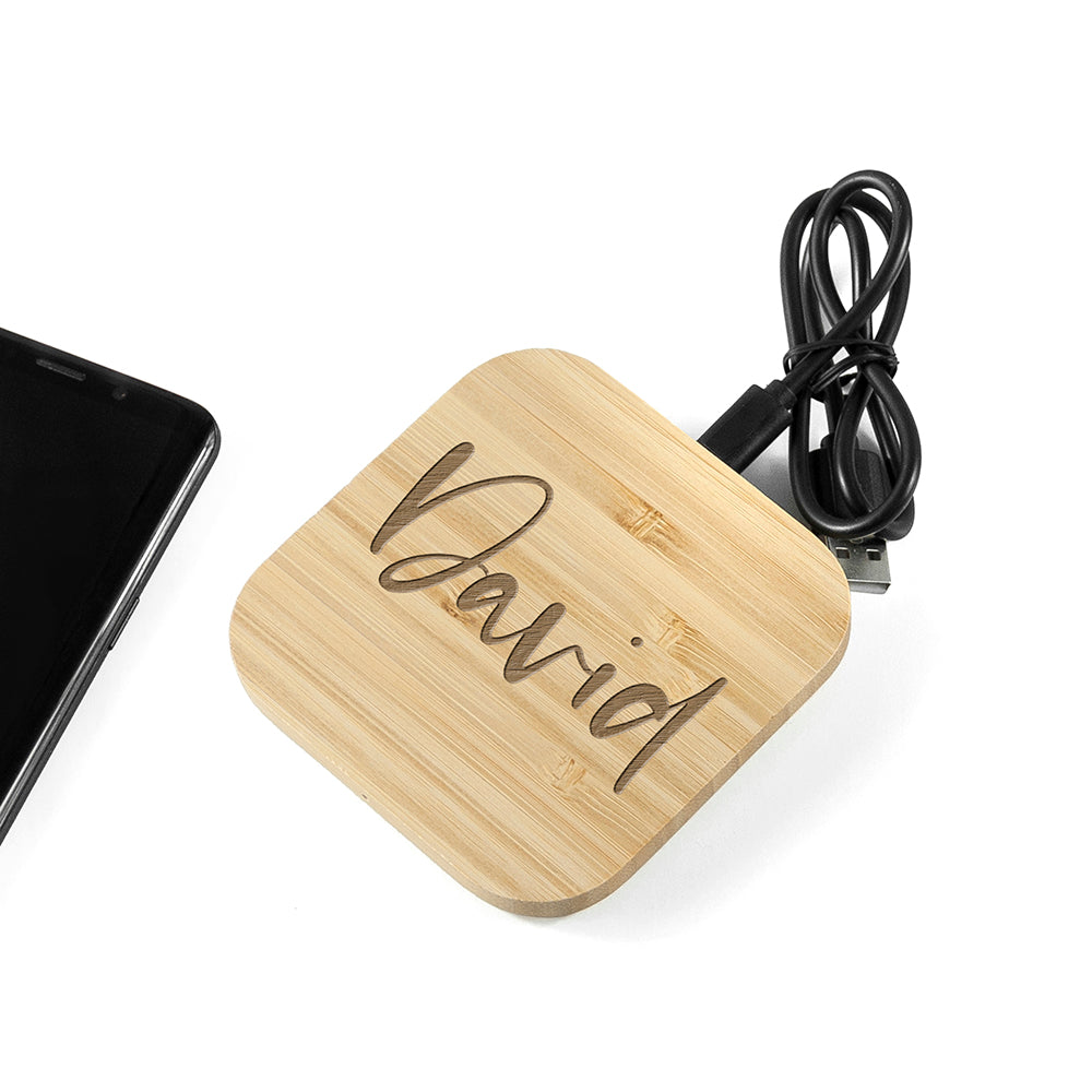Personalised Bamboo Wireless Charger