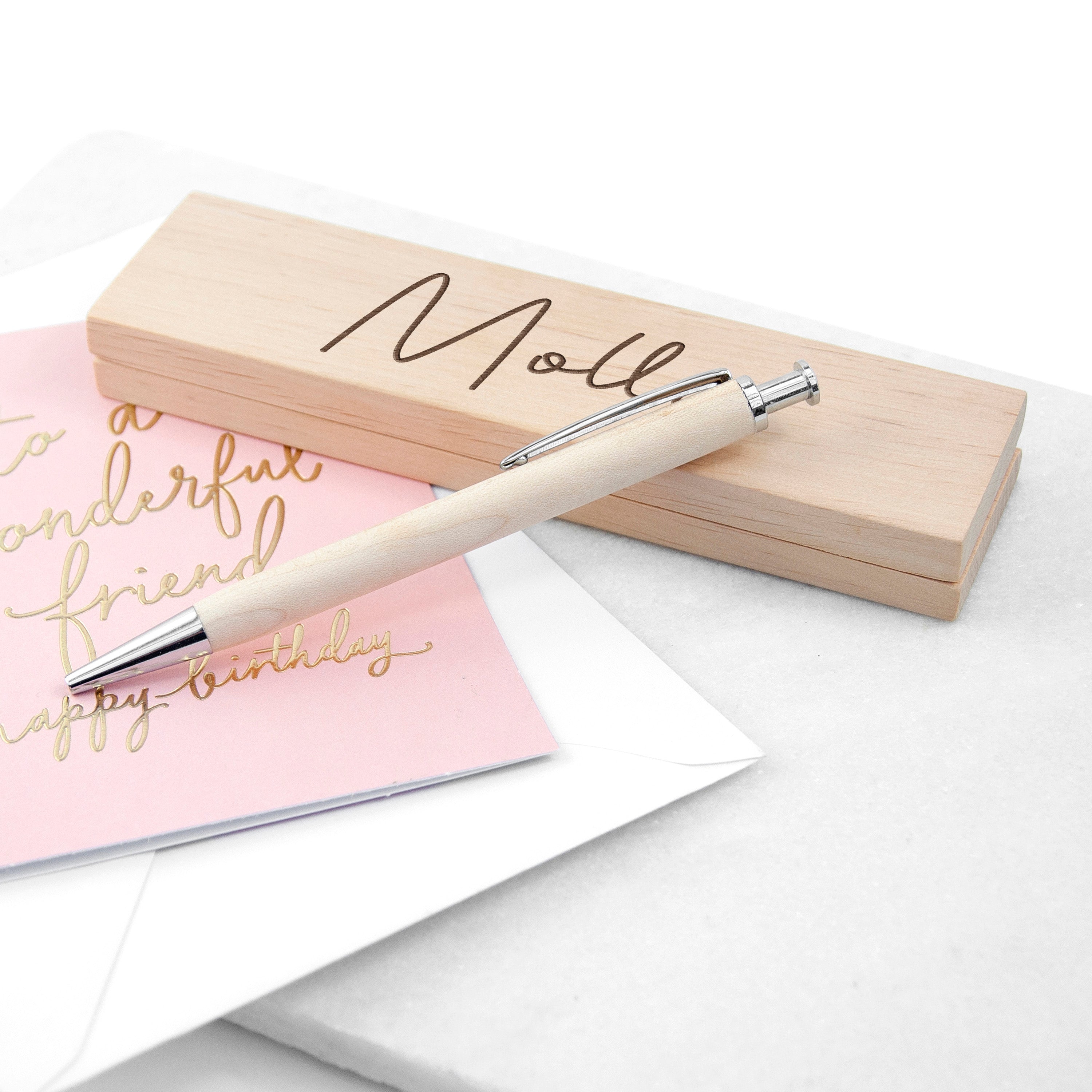 Personalised Beech Wood Pen Set