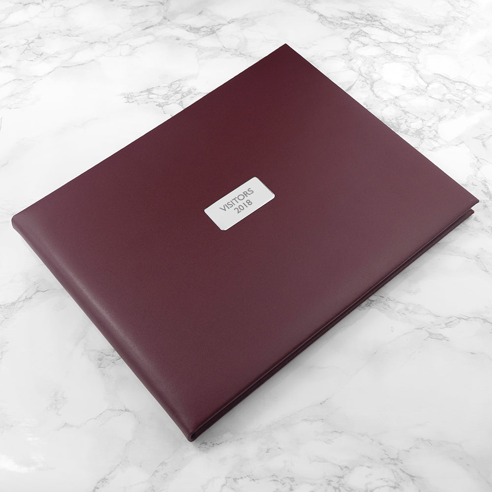 Personalised Burgundy Leather Visitors Book