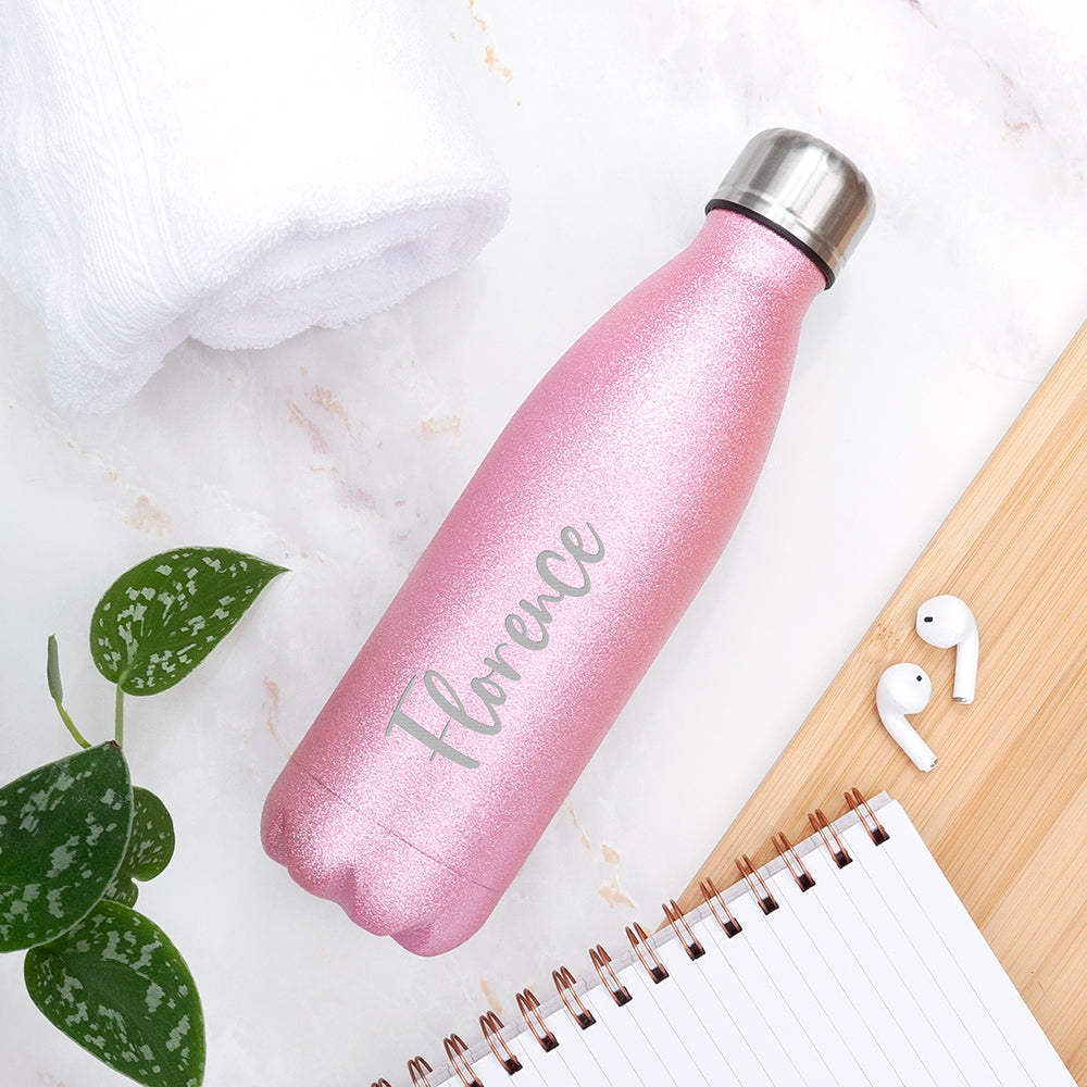 Personalised Glitter Insulated Water Bottle