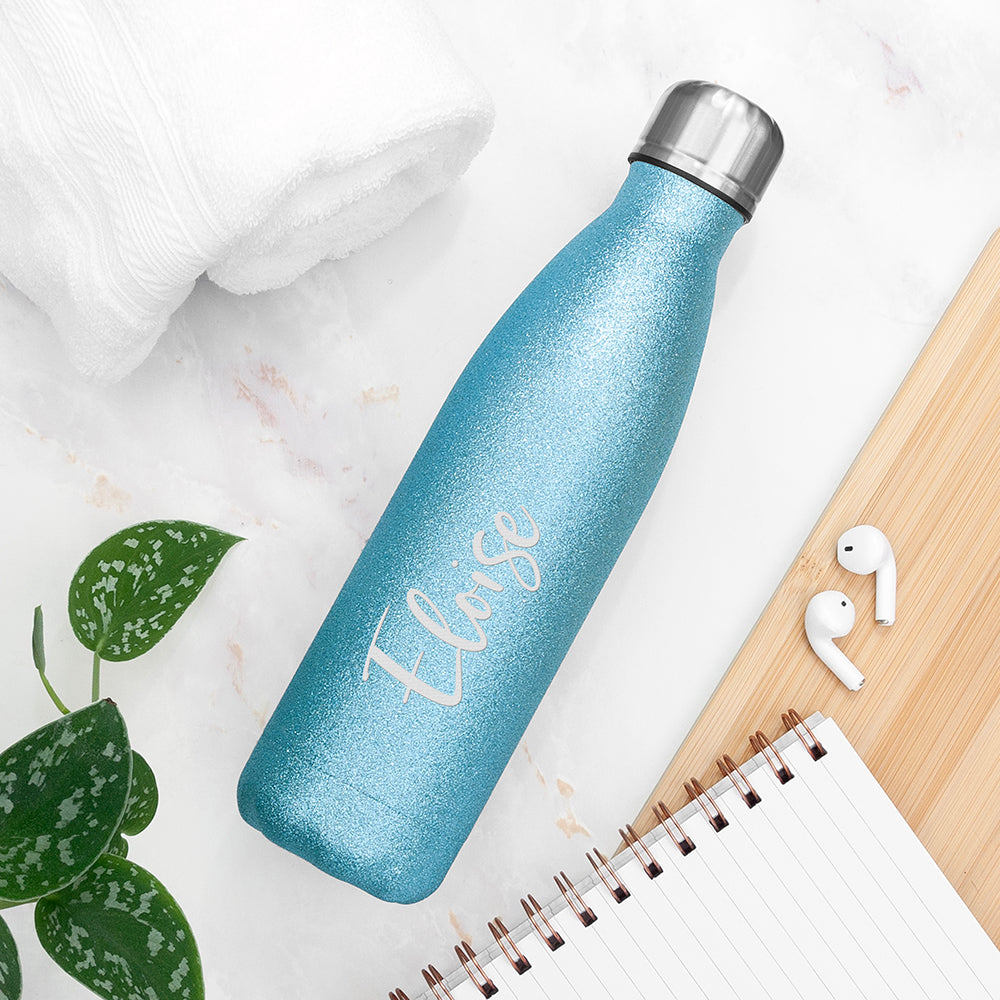 Personalised Glitter Insulated Water Bottle