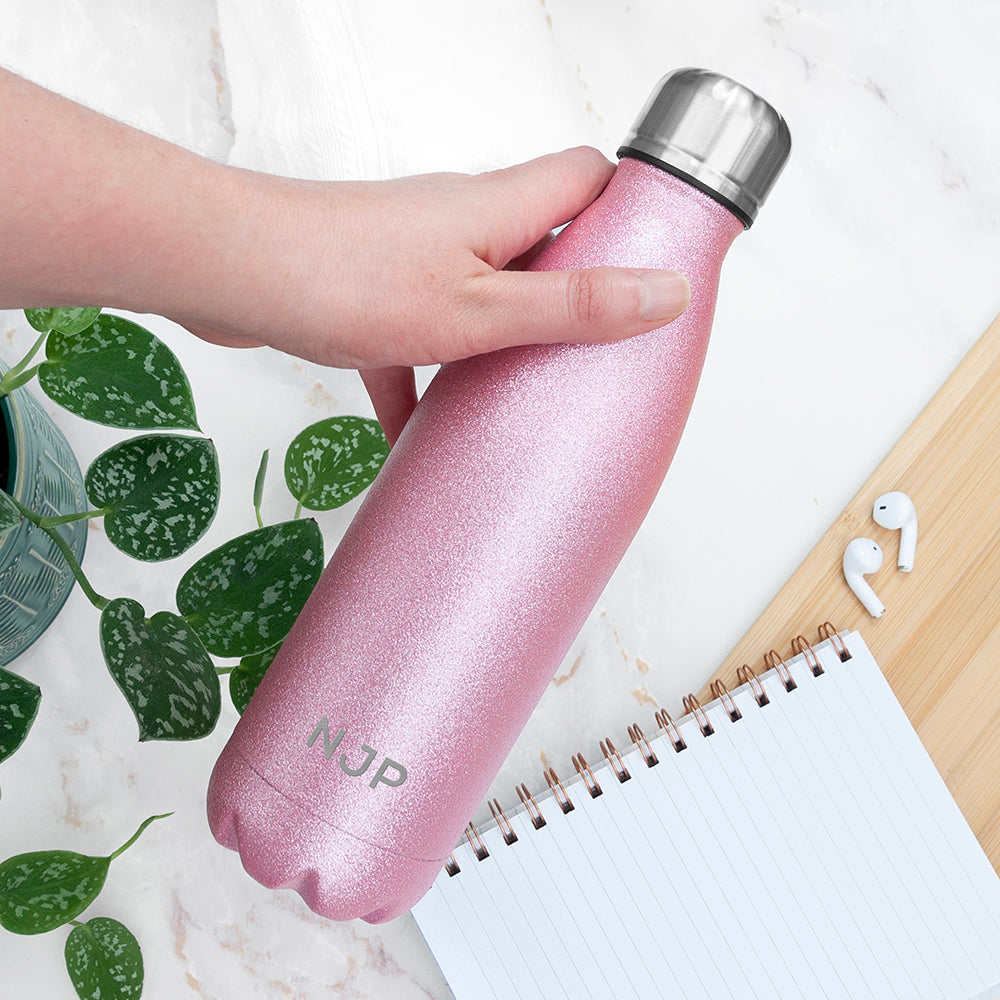 Personalised Glitter Insulated Water Bottle