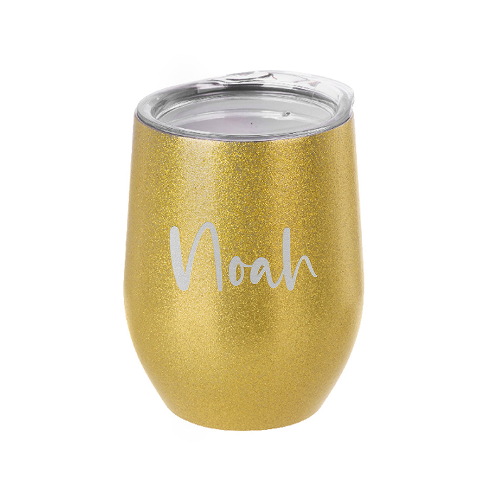 Personalised Insulated Stemless Glitter Wine Tumbler