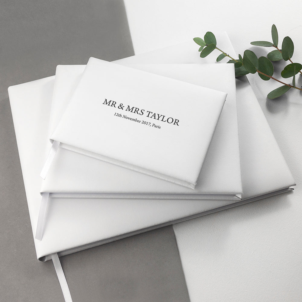 White Leather Wedding Guest Book