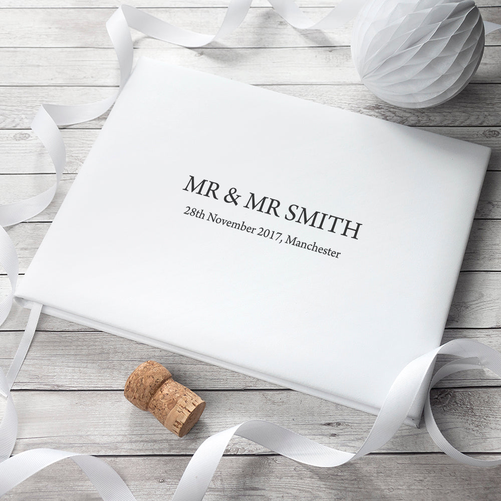 White Leather Wedding Guest Book