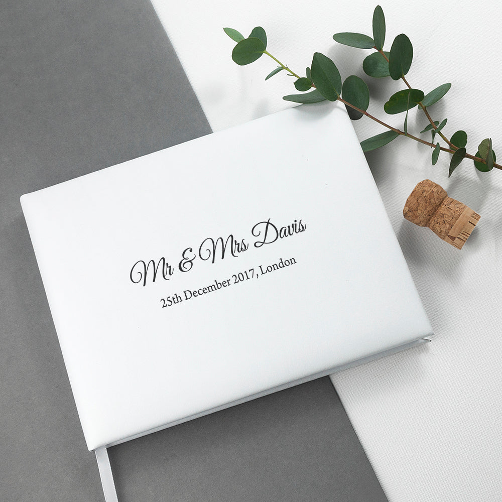 White Leather Wedding Guest Book