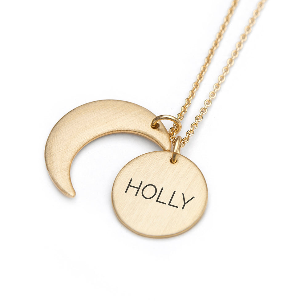 Personalised Matte Moon and Sun Necklace