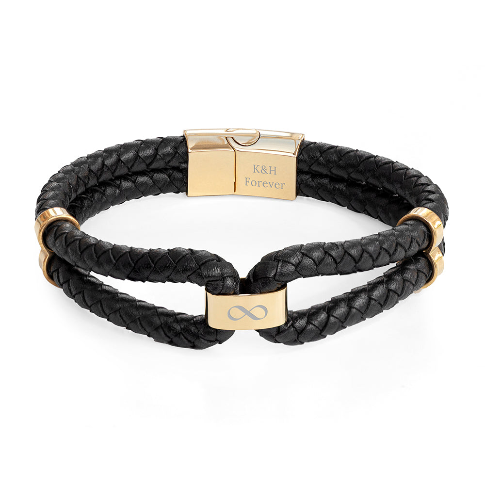 Personalised Men's Iconic Dual Leather Bracelet
