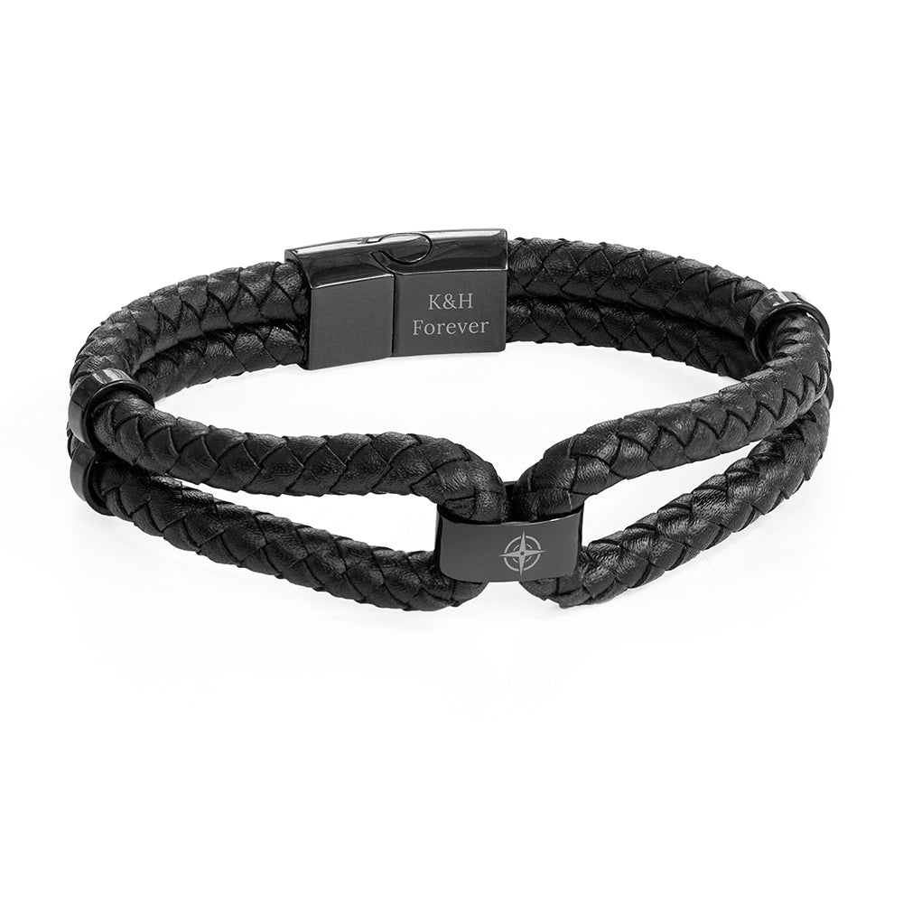 Personalised Men's Iconic Dual Leather Bracelet