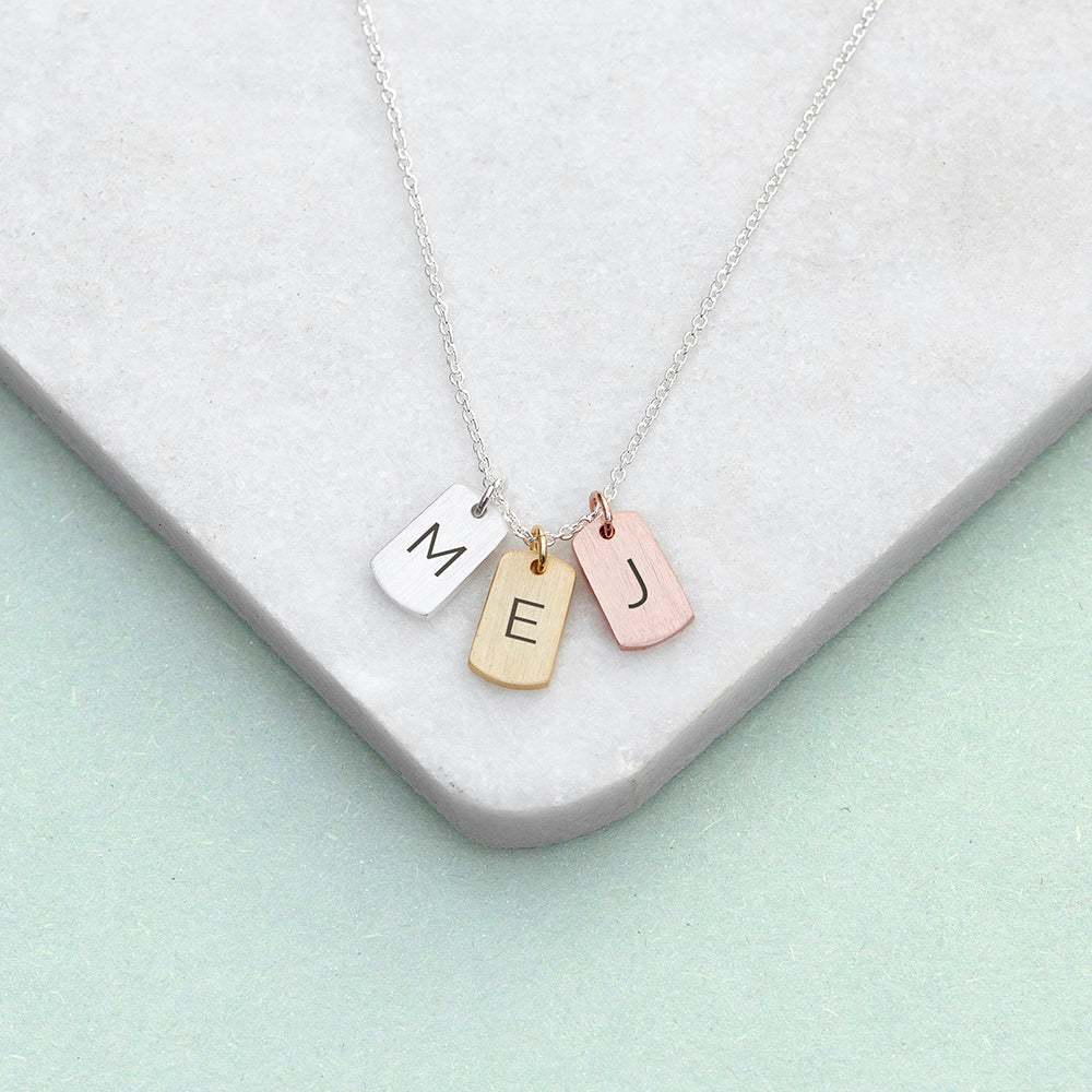 Personalised Mixed Metal Mini Tags Necklace