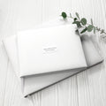 Personalised White Leather Wedding Guest Book
