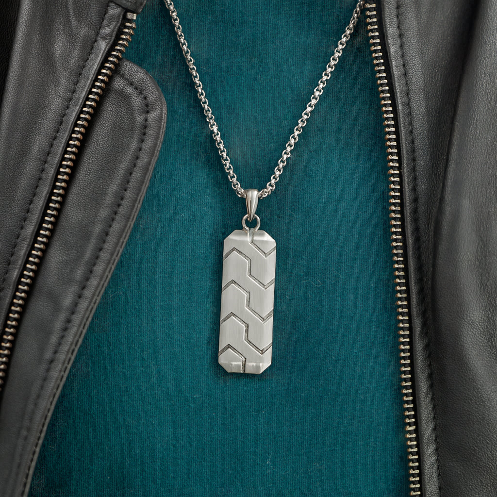 Personalised Men's Stainless Steel Tyretread Dog Tag Necklace