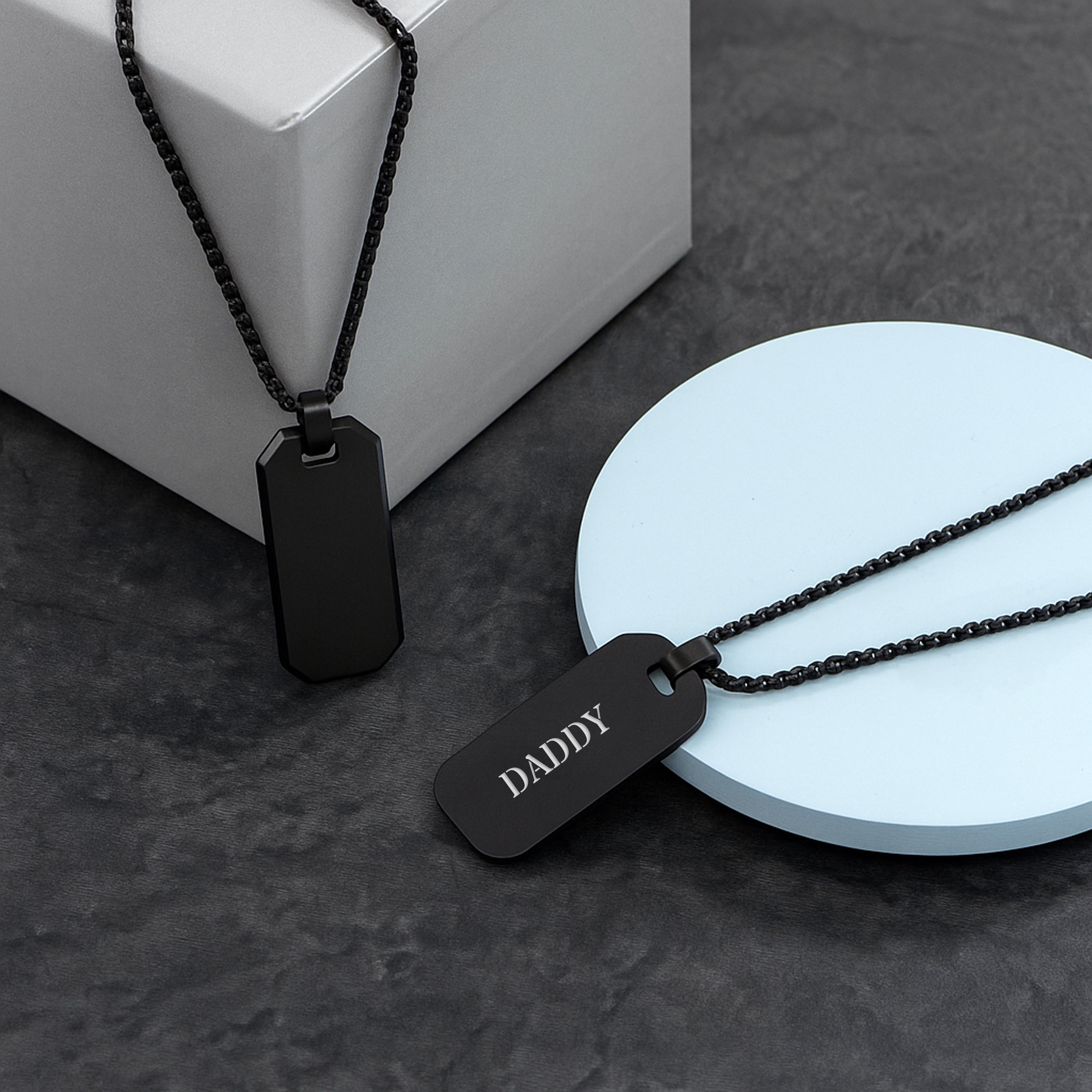 Personalised Men's Gunmetal Dog Tag Necklace