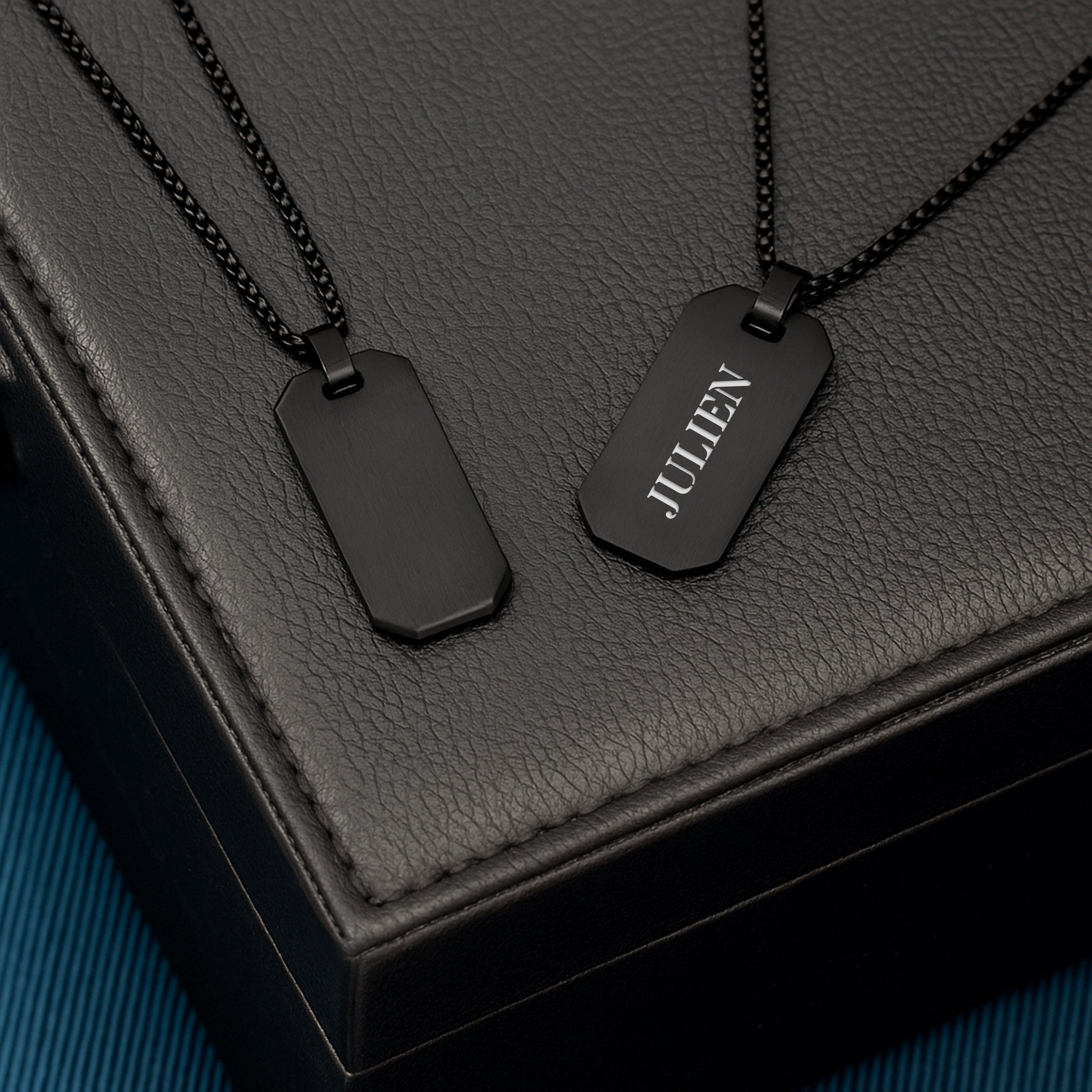 Personalised Men's Gunmetal Dog Tag Necklace